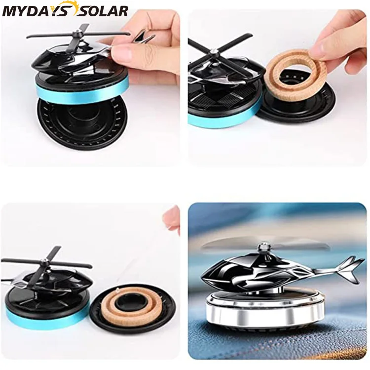 Mydayssolar Air Freshener Alloy Helicopter Rotating Essential Oil Aromatherapy Diffuser Solar