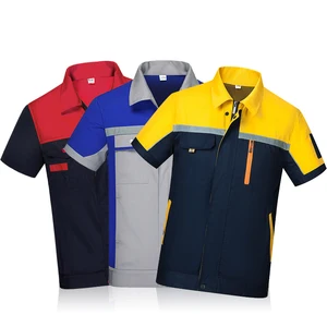 High Quality Summer OEM LOGO High Quality Breathable Practical Short Sleeve Auto Repair Engineering Uniform Working Clothes