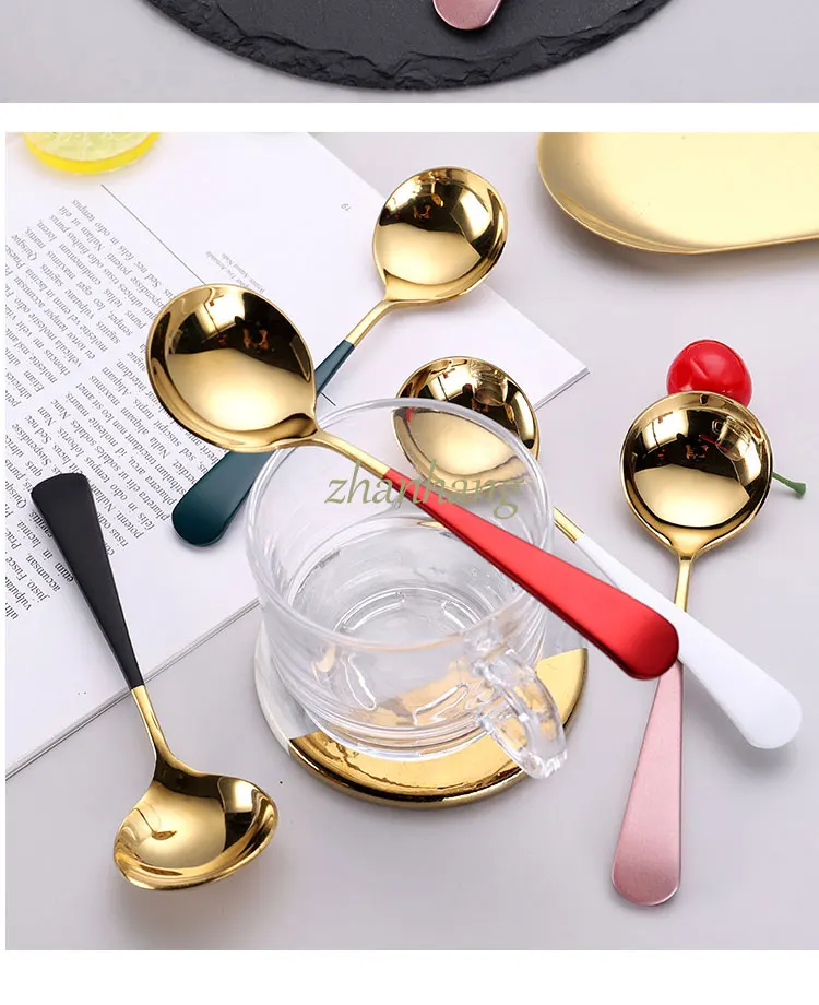 sus304 round dessert spoon stainless steel coffee stirring spoon