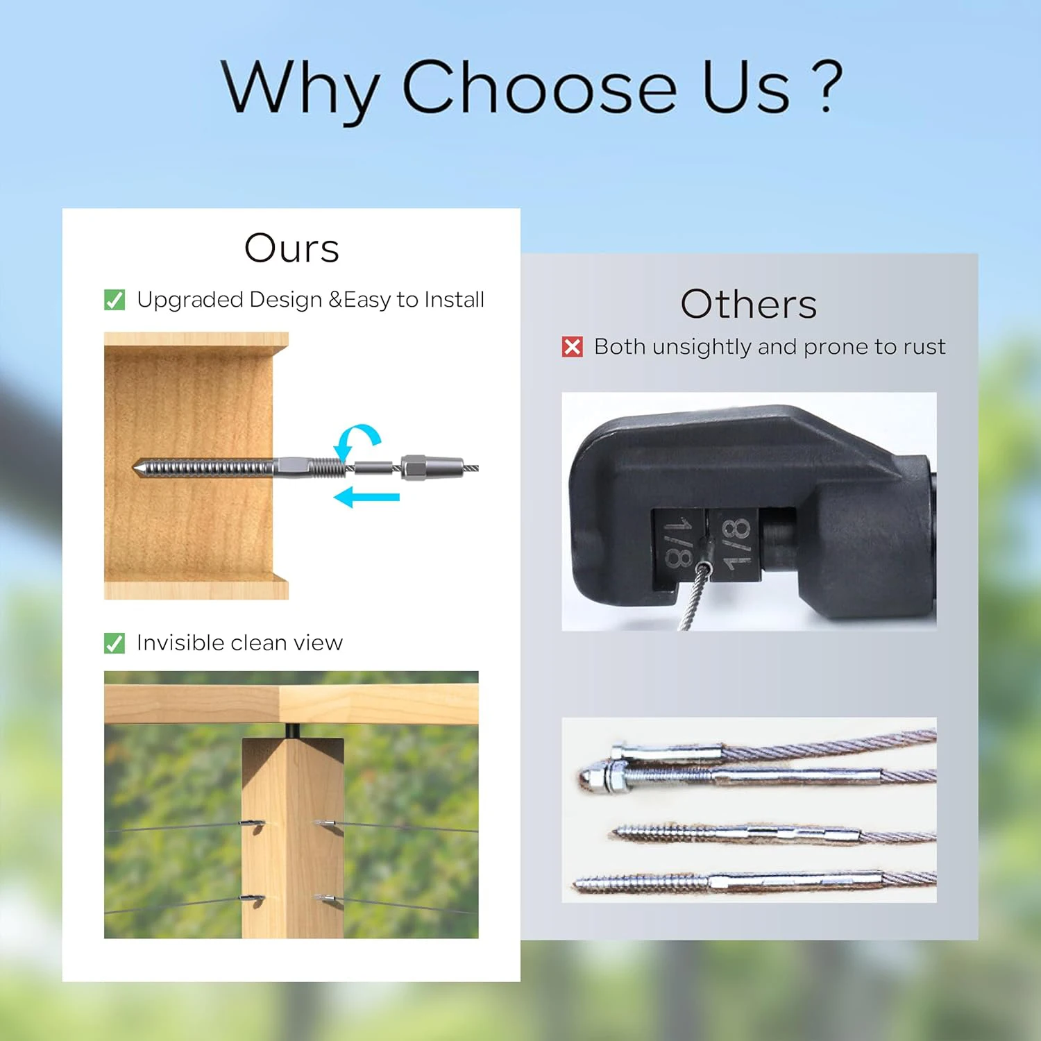 Heavy-Duty Adjustable Left & Right Handed Thread Stainless Steel 316 Swage Lag Screw for Cable Railing