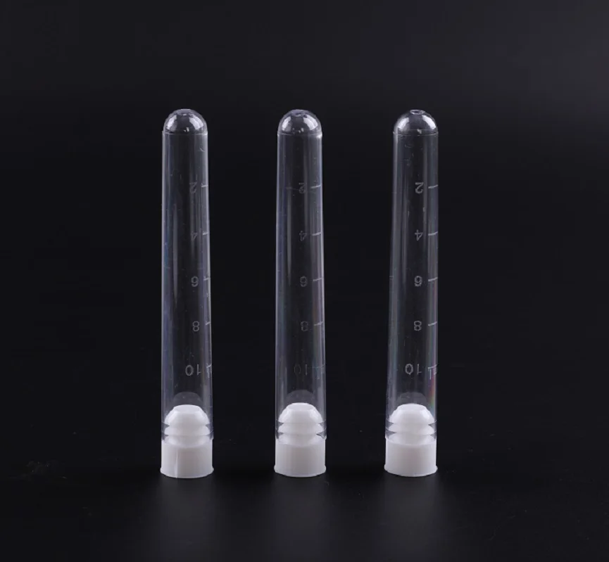 Laboratory Disposable Round Bottom Transparent 16mm 22mm PET Plastic Test Tubes With Lids
