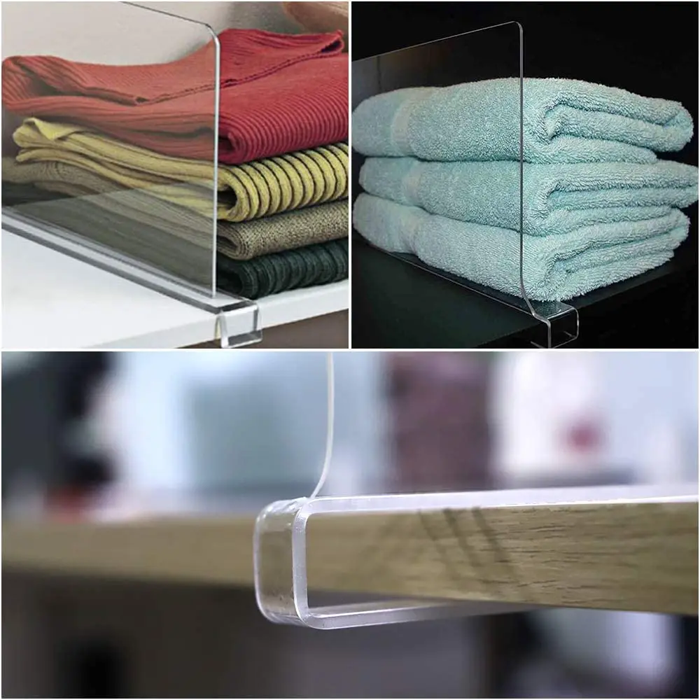 6 Pack Closet Wardrobe Storage Separator Organizers Clear Plastic Acrylic Shelf Dividers Buy