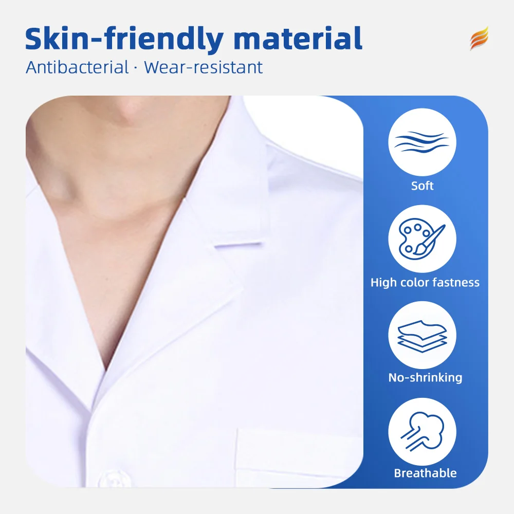 Wholesale Women's Professional White Short Sleeve Nurse Gown Hospital - product detail 2