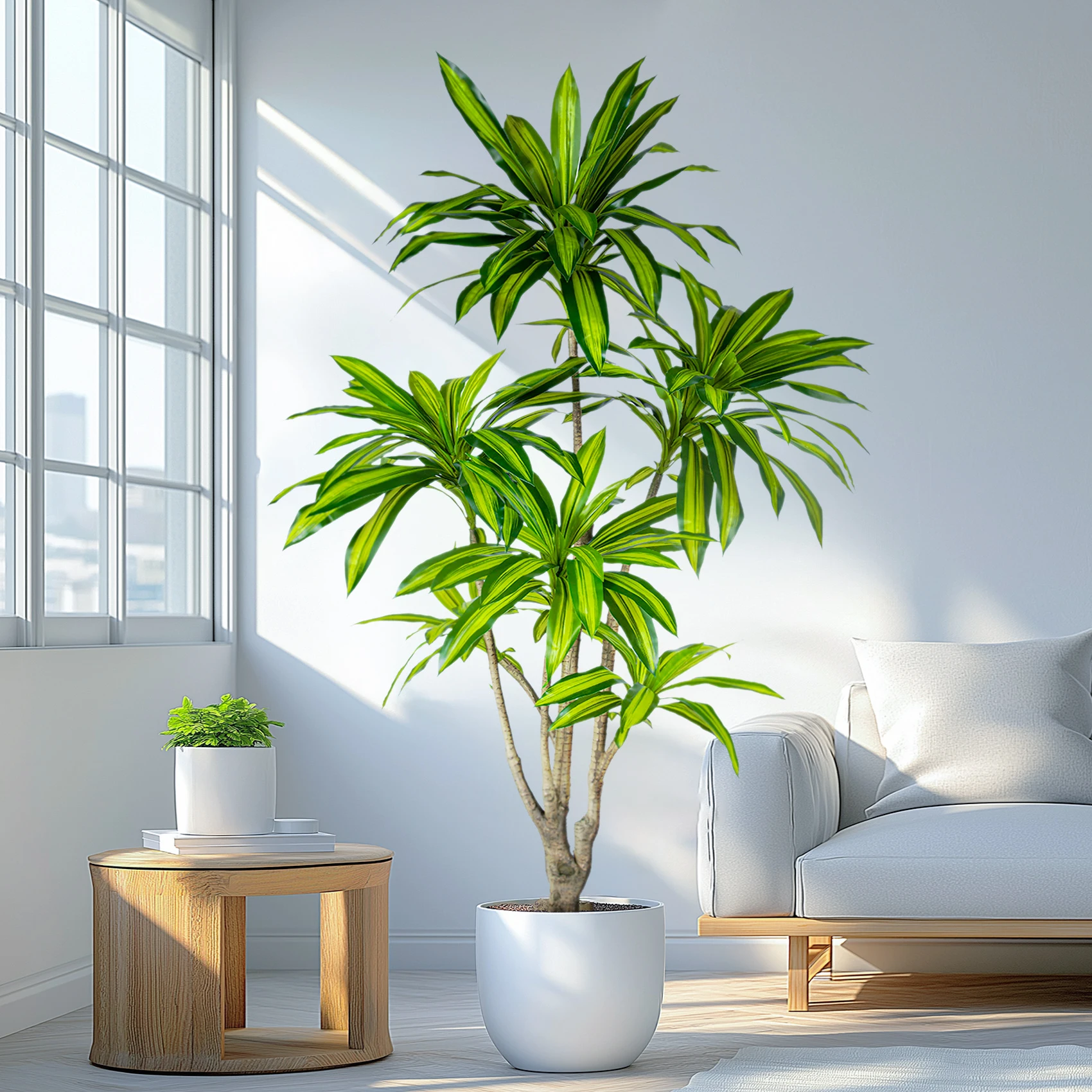 Brazilian Iron Tree Simulated Dracaena Fragrans Decorative Artificial Bonsai Grass Leaf-Type Leaves Home Office Outdoor Hotel