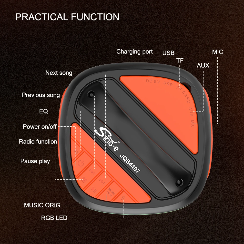 小型カラオケ SING-E ZQS4407 Portable Bluetooth Speaker - 30W Audio Power