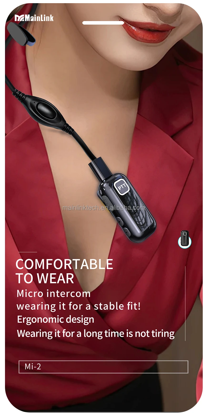 Lavalier Mini Intercom One-button Frequency Matching Dual Ptt Button ...