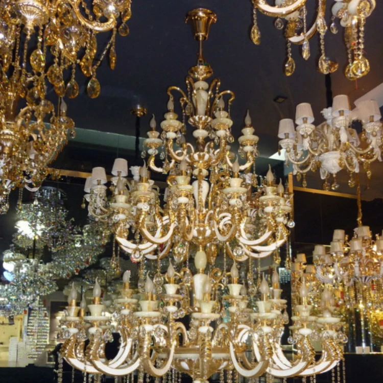 Rococo Crystal Ceiling Lights Decorative Living Room Pendant Lamps Villa Hall Tassel Crystal Candles Chandelier