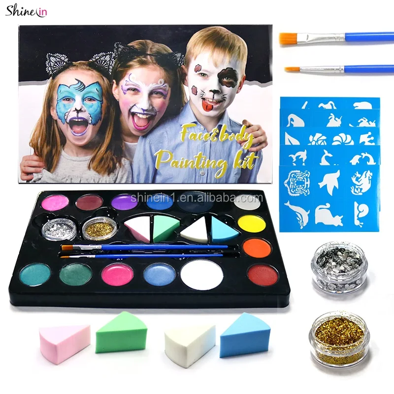 Оптовая продажа, моющийся праздничный макияж, принадлежности для покраски тела, Набор радужных красок для лица для детей