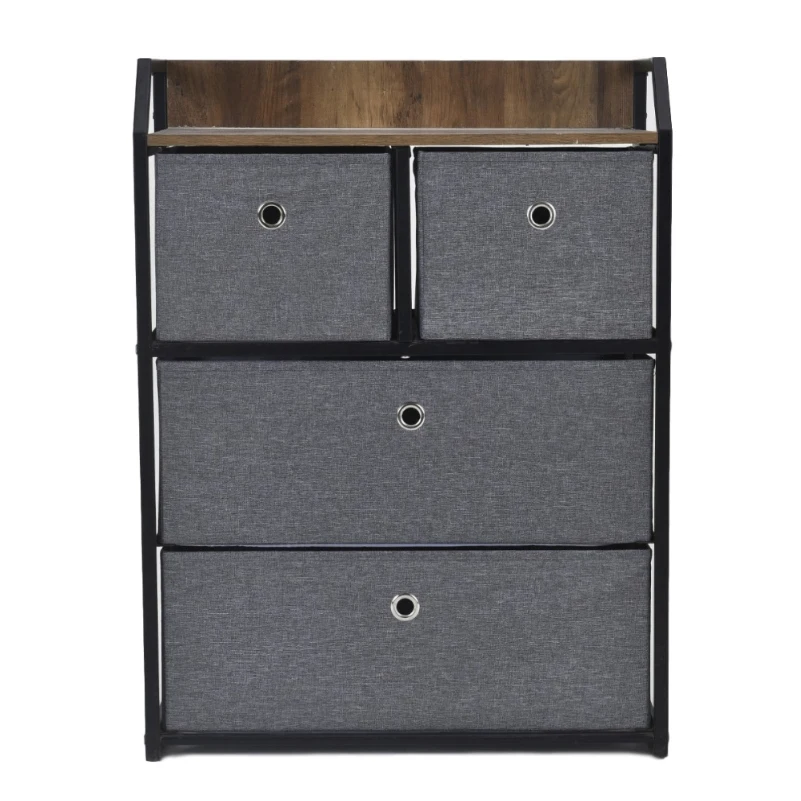 Fabric Storage Cabinet 4 Drawer Fabric Dresser Organizer Vertical Storage Tower Units with Steel Frame