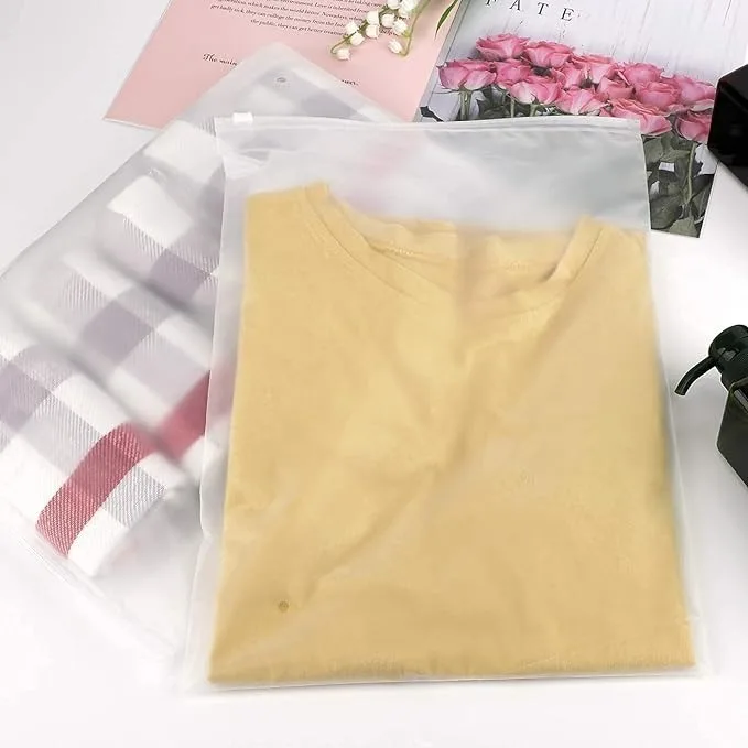 Biodegradable Eco-friendly Custom Printing Plastic Packaging Transparent EVA Frosted Zipper Bag For Garment Clothing T-shirt