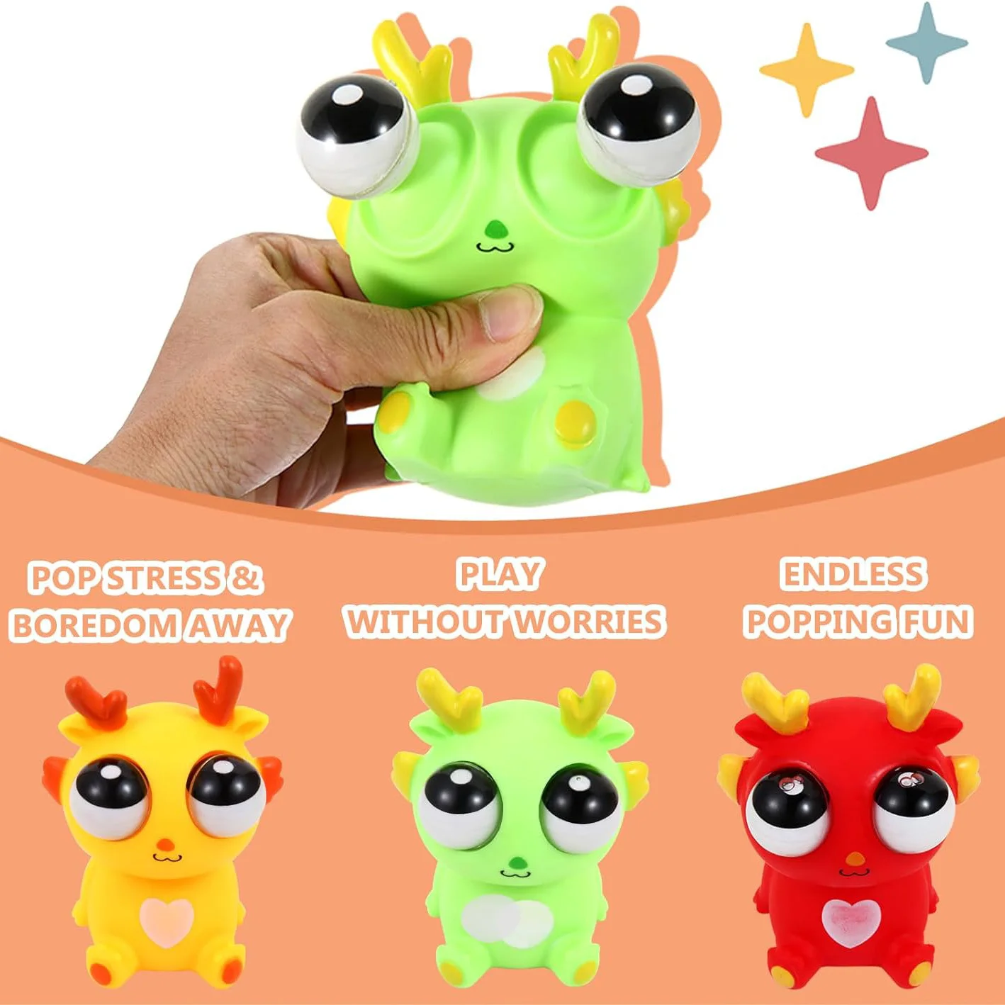 Creative Dragon Eye Popping Toy Soft Kawaii Fidget Eyes Pops Out Squeeze Toy for Kids and Adults