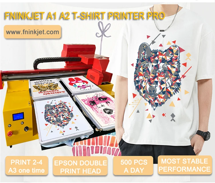 A1 6590 6090 High Speed 2 Print Heads DTG Direct to Garment Cotton