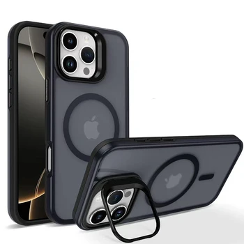 Premium Metal Lens Bracket Magnetic Matte PC with TPU Phone case for Iphone 16 Pro Max case