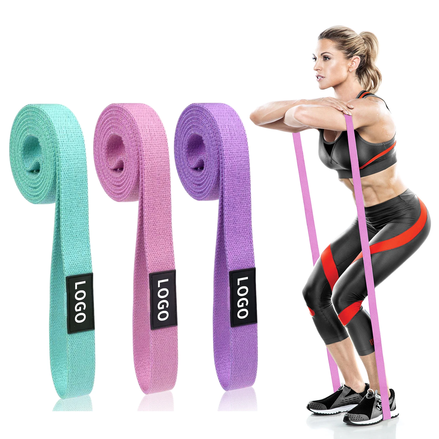 MKAS Custom Logo Gym Exercise Loop Long Resistance Bands