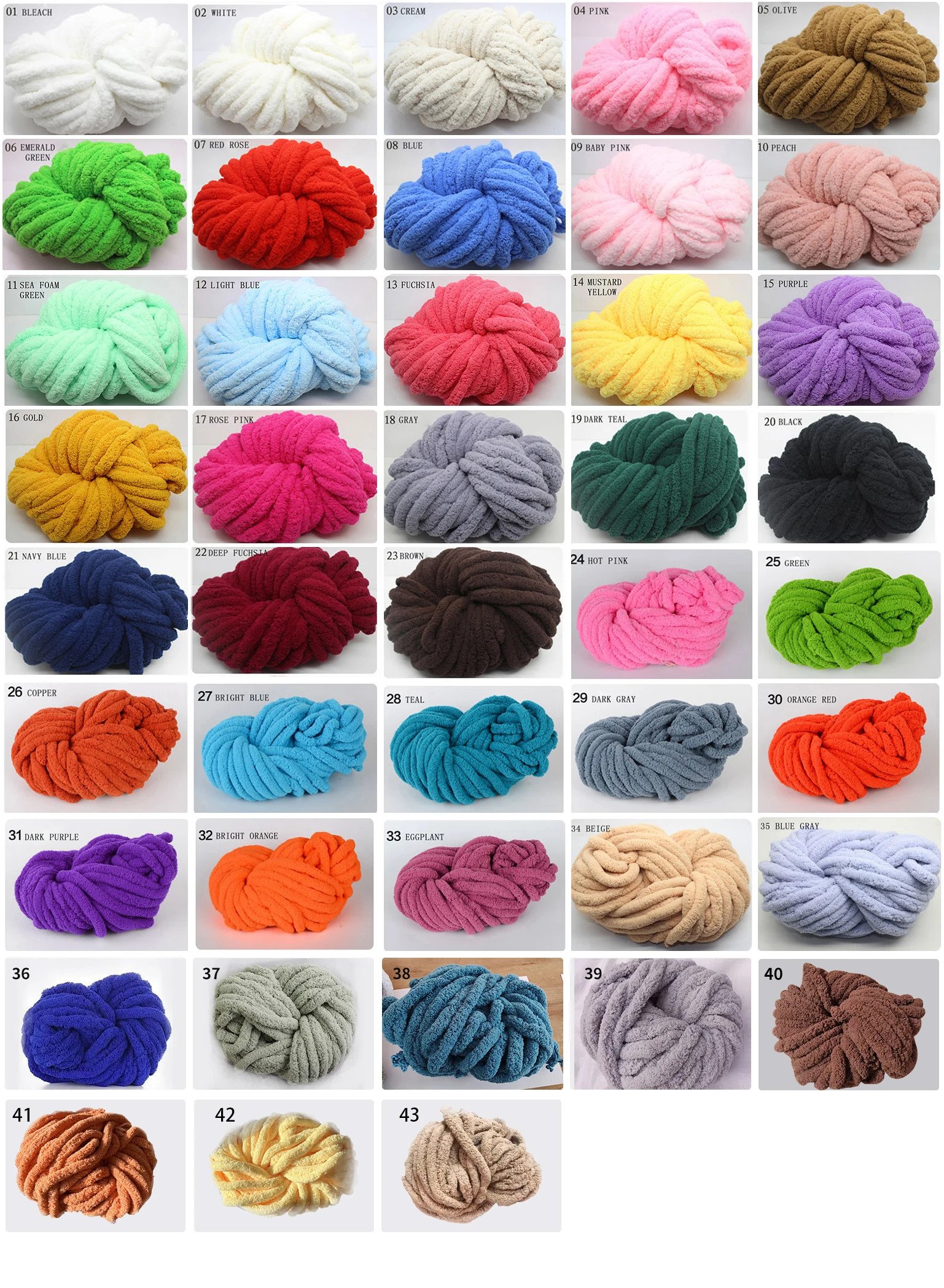 Factory Diy Stock Color 2CM Chunky Chenille Yarn Thick Chenille Yarn ...