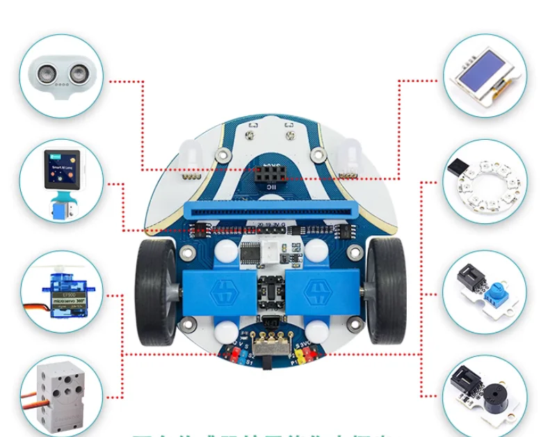2WD Microbit Board Smart Car Kit Infrared Remote Control Track Ultrasonic Obstacle Avoidance Programmable Python Robot DIY Stem