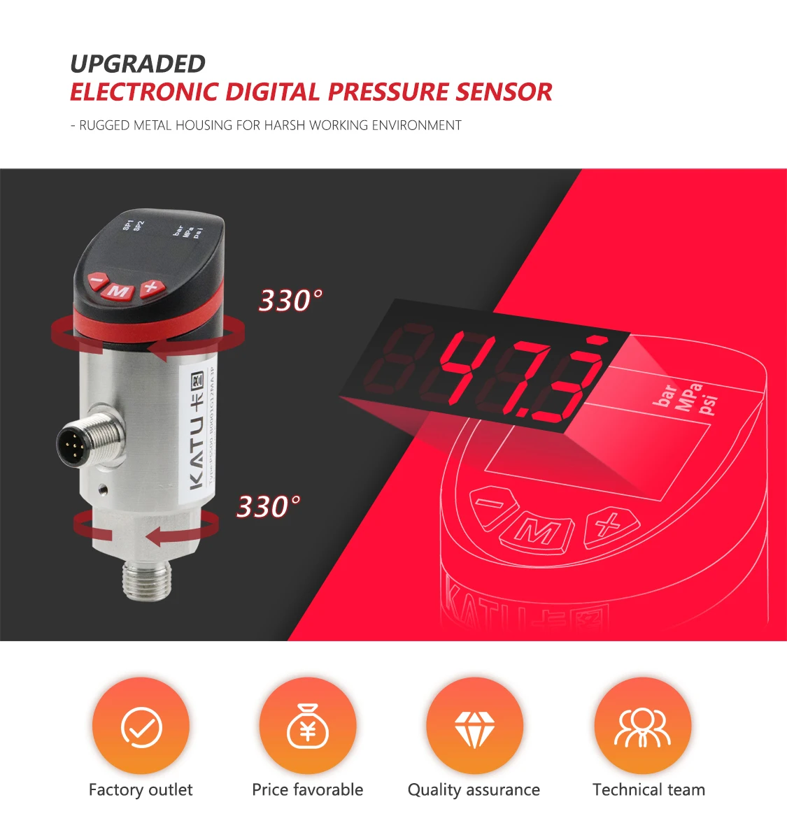 Katu Wholesale Low Pressure High Precision Ps500-b0006 0...60kpa 4-20ma ...