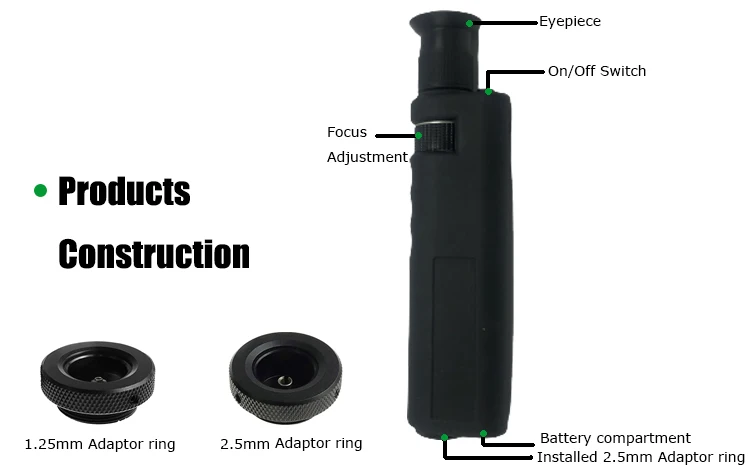 Optic Fiber Inspection Microscope Micro Scope Inspection Microscope 400X Magnifying Fiber Microscope for 1.25mm and 2.5mm
