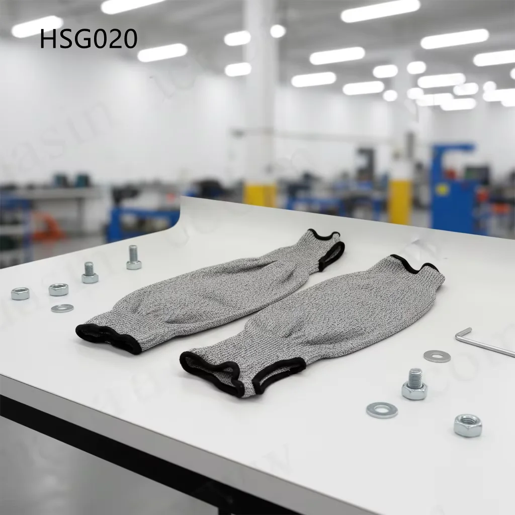 HY,Metal Working Anti-heat Cut Resistant Level 5 Grey Working Sleeves Heavy Industry Full Forearm protection Work Gloves HSG020