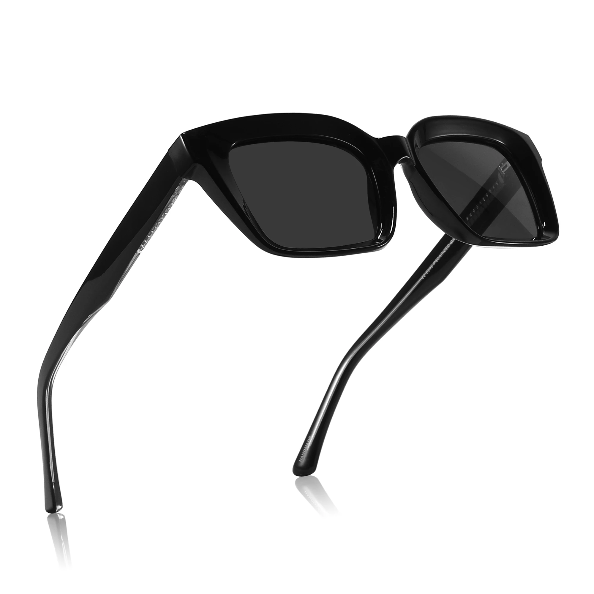 Retro Polarized Sunglasses with TR90 Frames and Metal Accents Matte Black/Wine Classic TR90 Rectangle Polarized Sunglasses  main image 4