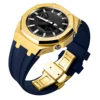 Boîtier doré + bracelet bleu