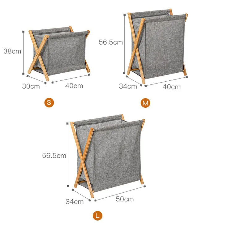 Bamboo Xframe Laundry Hamper Laundry Basket Large Size Folding Dirty