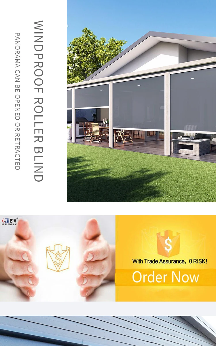Outdoor Zip Screen Roller Blinds Awning Sunlight Room Zip Track