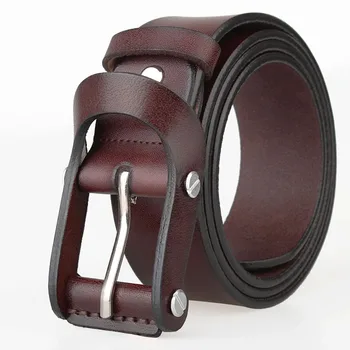 High Quality Casual Man Alloy Pin Buckle Belts New Design Men Genuine Split Cow Leather Belt