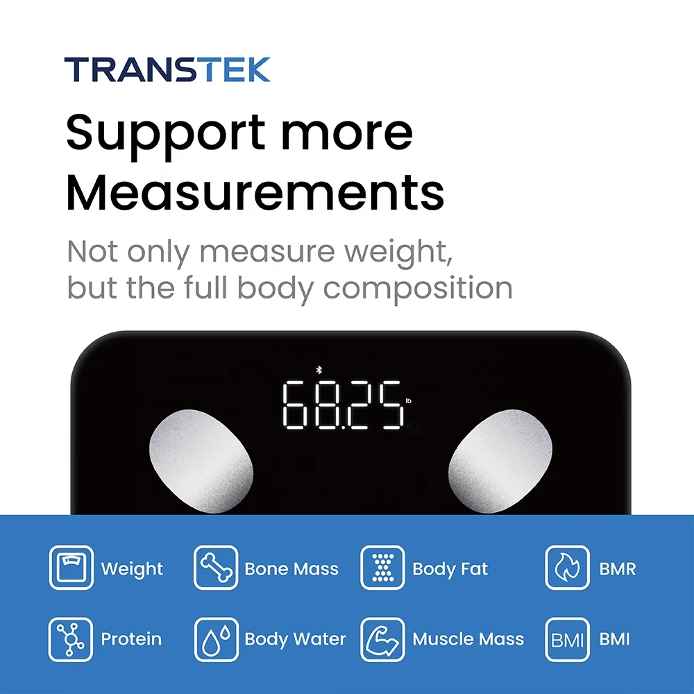 TRANSTEK Telehealth Monitoring BLE Connectable Body Fat Composition Analysis Device Bluetooth Remote Monitoring Body Fat Scale