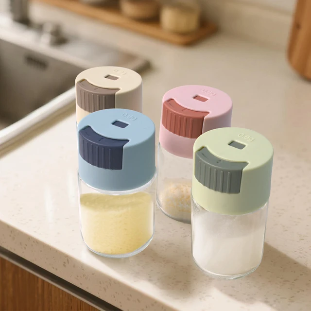 Seasoning Bottle Press-Type Glass Salt Bottle with Exact Flavor Control 0.5g Controlled Glass Salt Pot