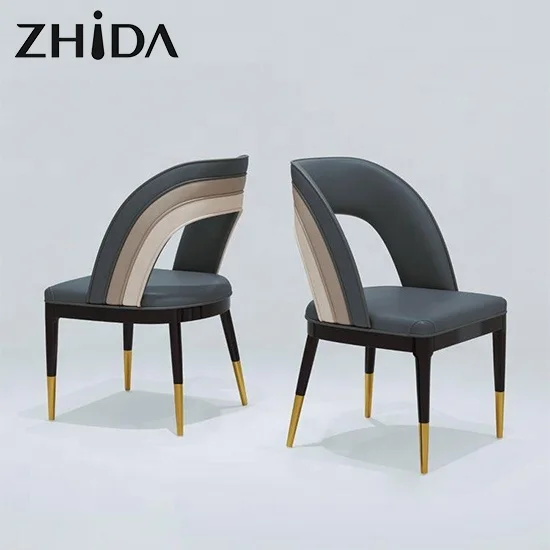 Italian Design Dining Room Table and Chairs Set Home Furniture Luxury Leather Dining Chair Hotel Furniture Restaurant Chair