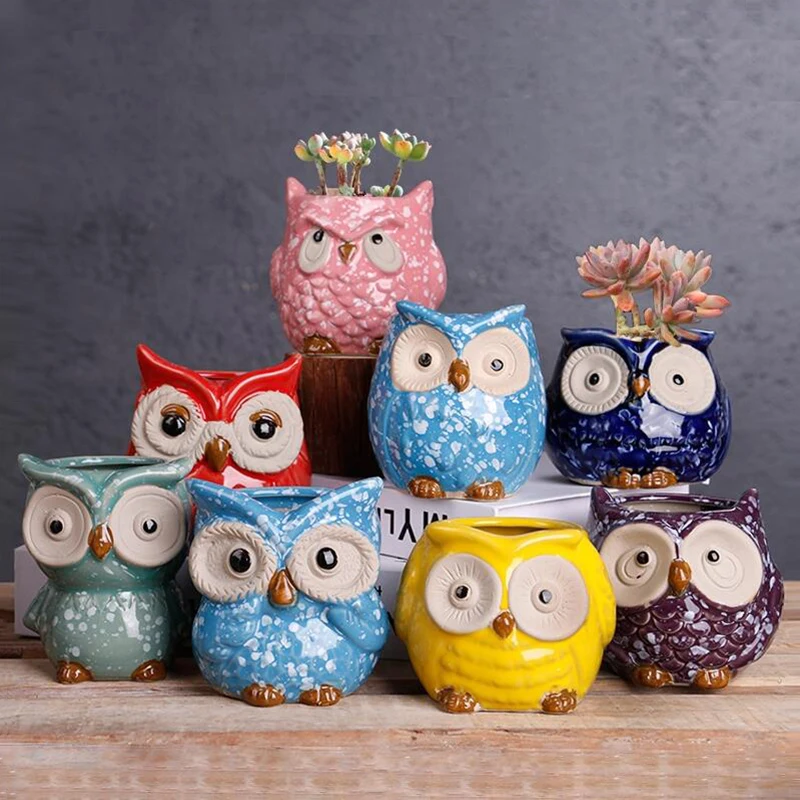 Ceramics Small Flower Pot Cute Animals Plant Flower Pot Garden Decor