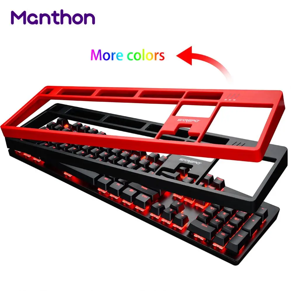 104 Keys Rgb Teclado Azerti Full Percent Ergonomics Computer Keyboard With Extra Red Cover Shell