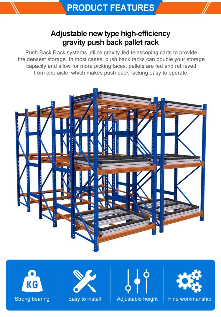 Heavy Duty Warehouse Racking System First In Last Out Push Back Pallet Rack Buy Push Back Rack