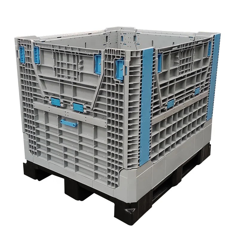 heavy duty bulk storage industrial hdpe Stackable Large Foldable Collapsible plastic pallet box With best price