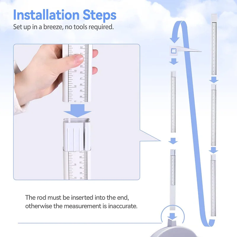 210cm Body Height Rod Wall Mounted Height Meter Ruler Growth Stature Meter Tall Measure height measuring