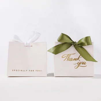 cheap price 12x10 luxury Small Gift Bag Thank you Gift paper Bags gift shopping carrying bowknot bags