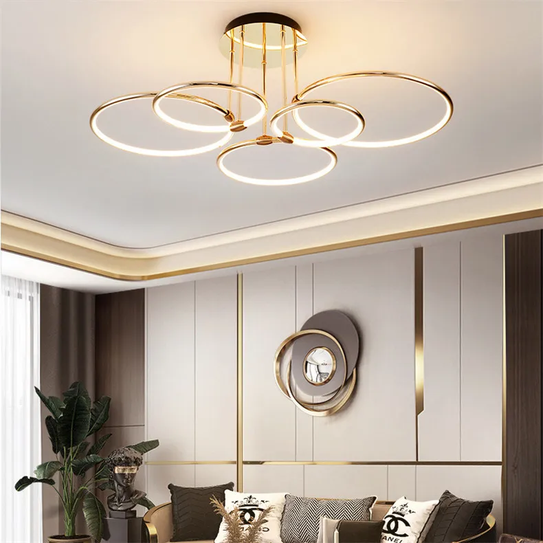 ثريا سقفية عصرية كاجوال بقيادة ليد، مصباح ألومنيوم أنيق ومبتكر للغرفة والنوم، ذكي وسهل الاستخدام، فاخر 6170