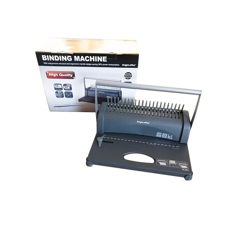 Manual Plastic Comb Book Binding Machine A4 Size 21 Holes 12 Sheets Punching Paper Document Book Binding