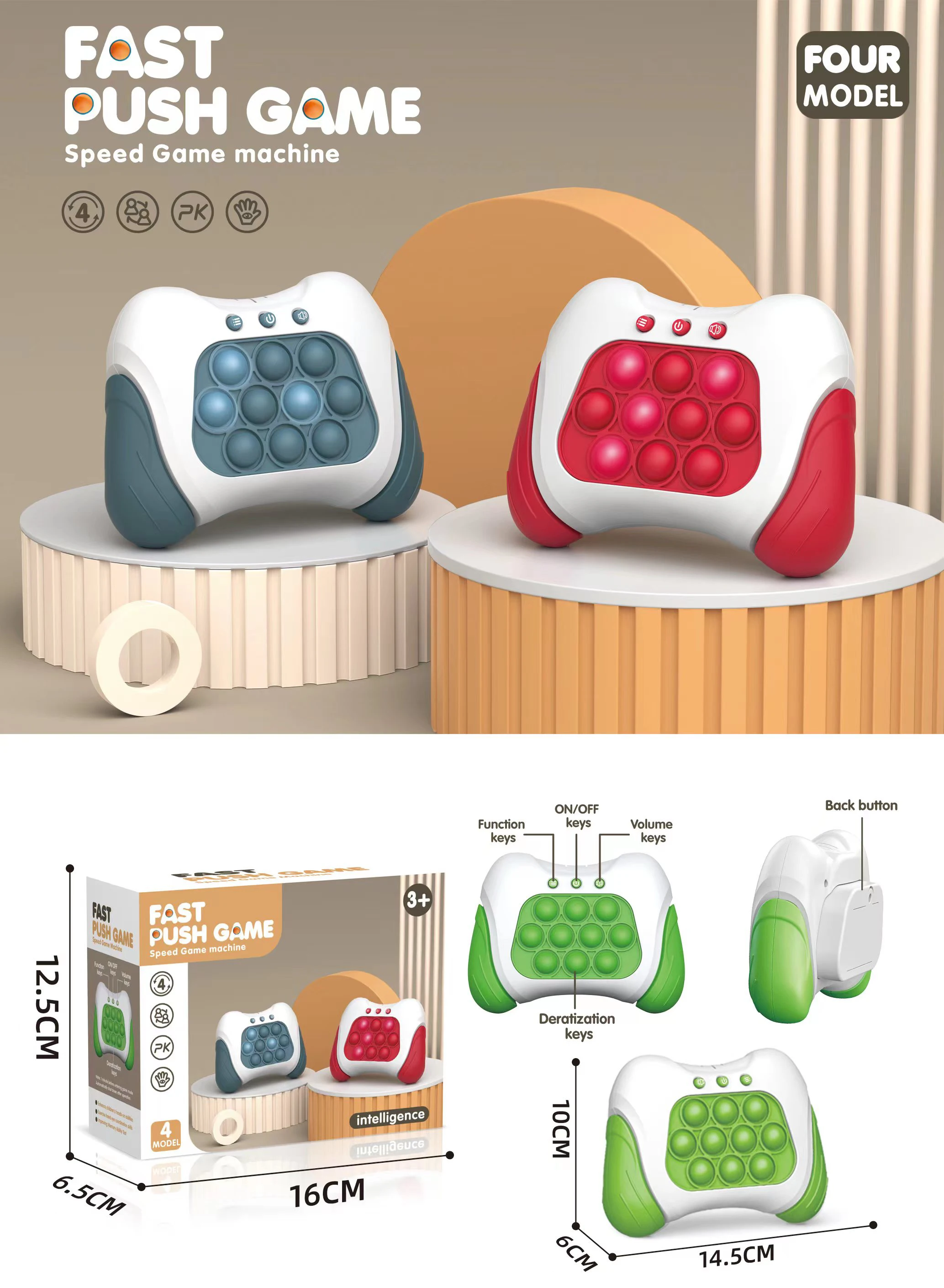 Fast Push Game Popit Kids Toys 2024 Custom Light Up Console Generation