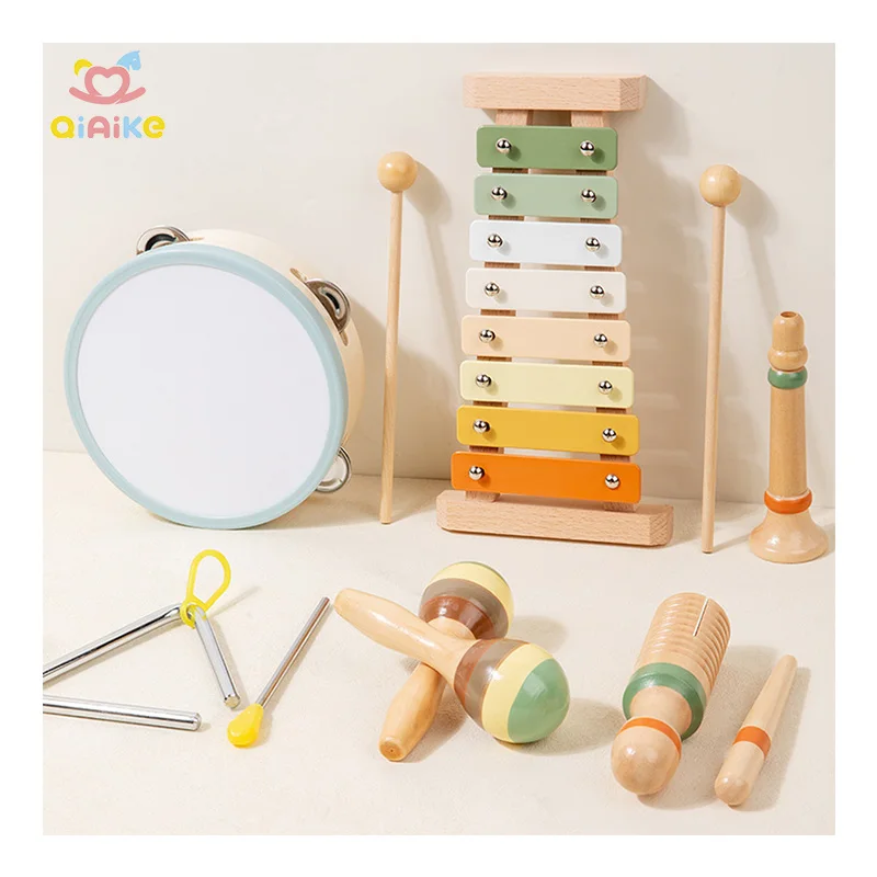 Montessori Preschool Educational Wooden Toys Kids Baby Musical Instruments Set Toddlers 1-3 Years Old