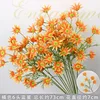 Orange six-headed blue star flower branch