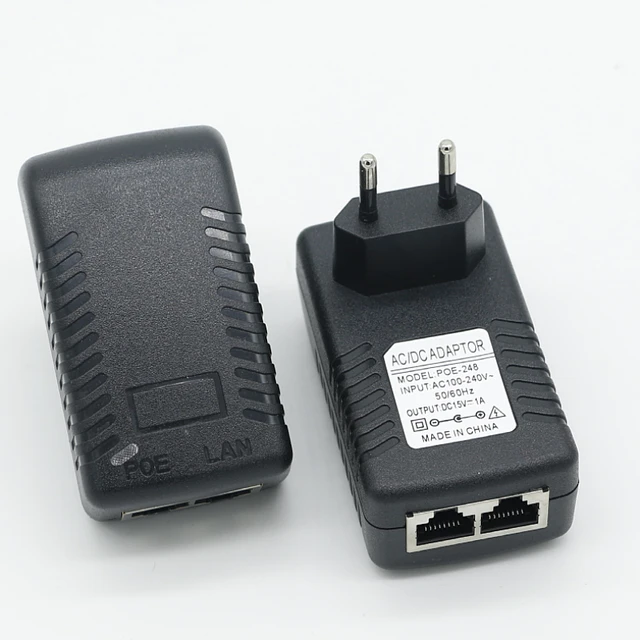 Wall Mount Euro Plug Ethernet POE Injector 48V0.5A  AC DC Power PoE Adapter 24v1a 24W 100mps  RJ45 Port POE Injector Adapter