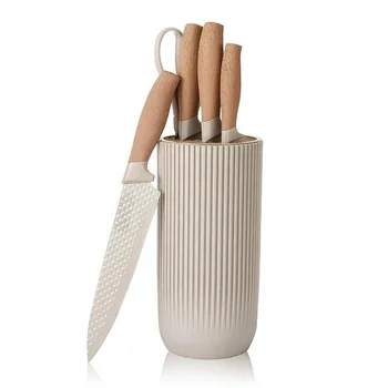 New Style High Quality 6pcs Stainless Steel Kitchen Knife Set With New Plastic Stand