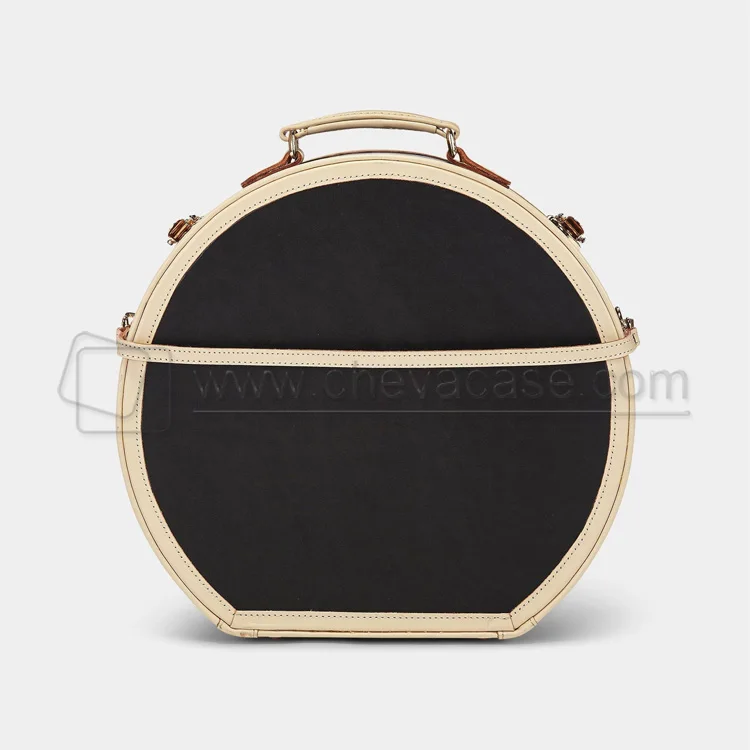 Source High Quality Leather Handheld Case Vintage Round Luxury Travel Hat  Box on m.