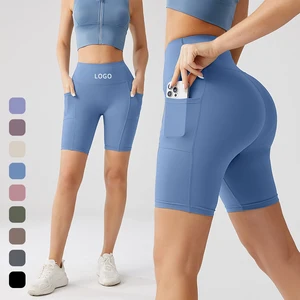 Women's High Waist Nylon Gym Shorts Breathable Workout Leggings Scrunch Butt Seamless Wide Waistband Printed Sports Yoga Shorts