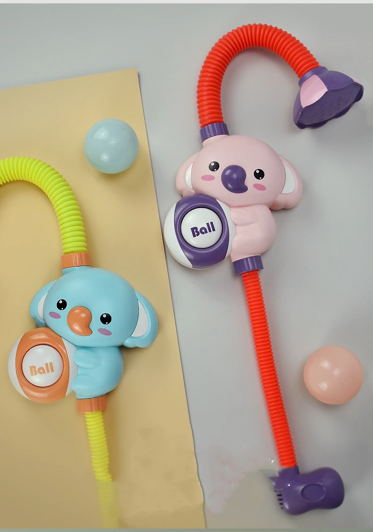 Baby Bath Shower Head - Elephant Water Pump With Trunk Spout Rinser - Control Water Flow From Elephant Trunk Knobs