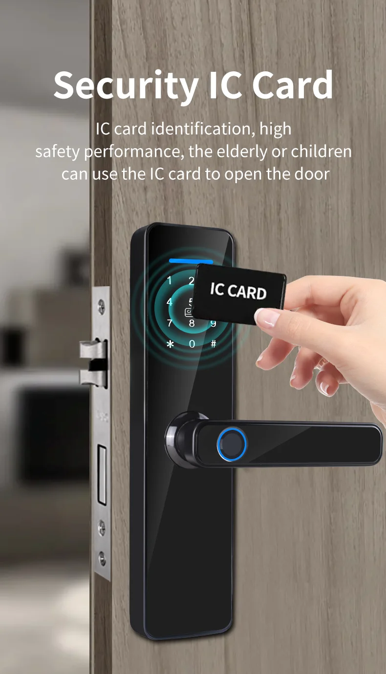 QLEUNG S811 Lock OEM Language LOGO Fingerprint Tuya Smart APP Wifi Door Locks TTlock Password Card  Door Lock