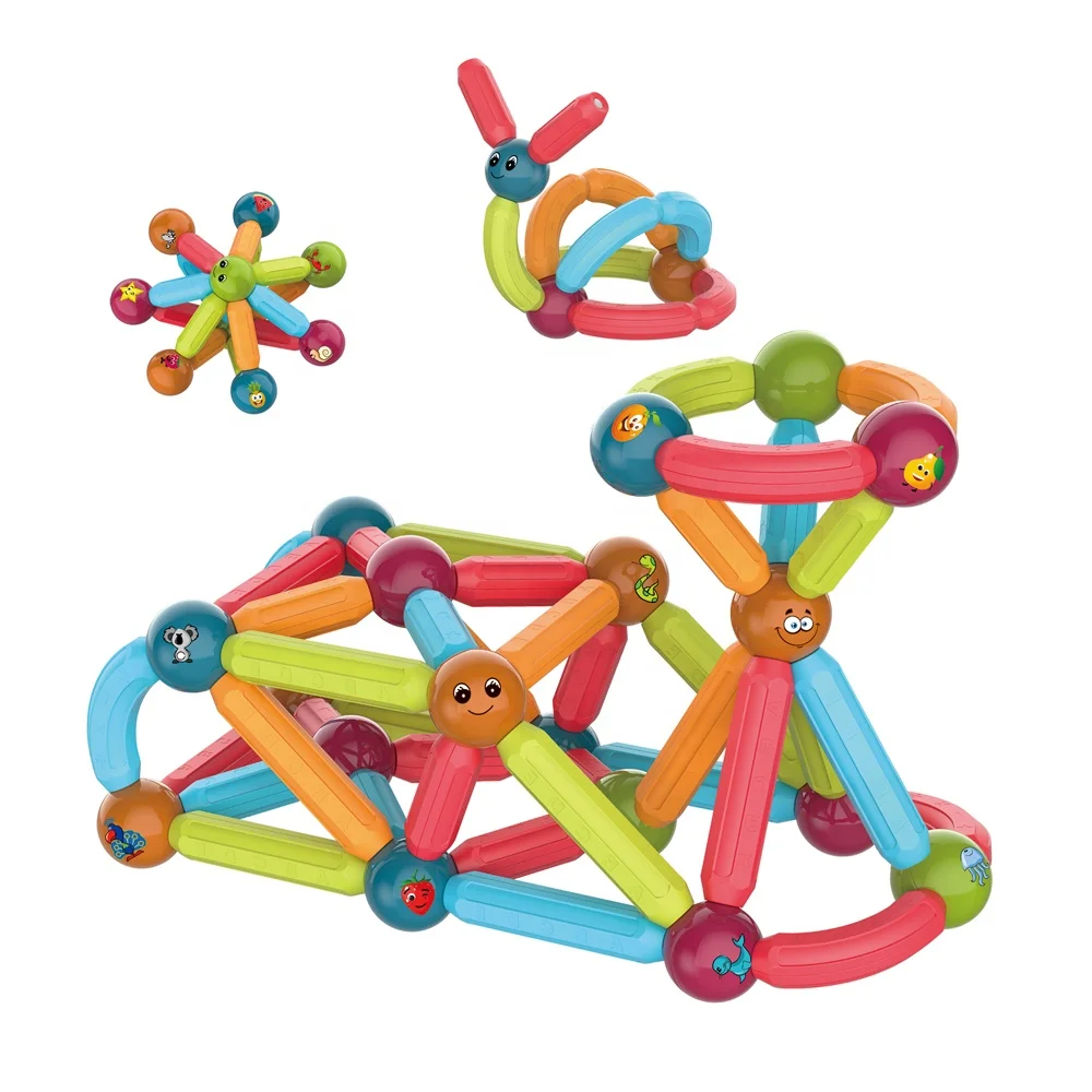  COOMOE Juego de bolas magnéticas y varillas para niños de 2, 3,  4, 5 años, 64 bloques magnéticos de construcción para niños pequeños,  juguetes educativos para niños de 3 años, regalos
