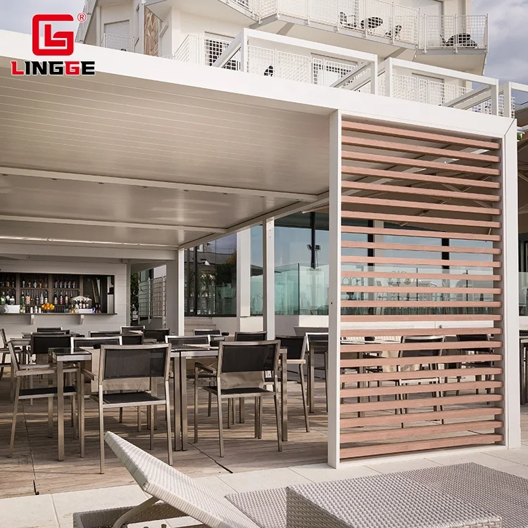 Remote Control Outdoor Pergola Motorized Louvered Roof Pergola Strong Durability Customized Modern Aluminum Gazebos